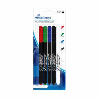 MediaRange CD/DVD/BD Marker 4 stuks + Eraser