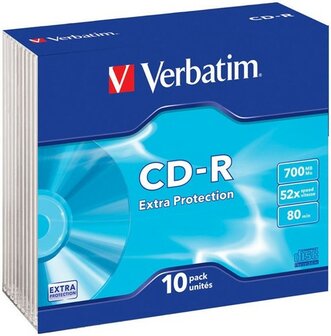 Verbatim CD-R 700 MB Extra Protection in slim case 10 Stuks