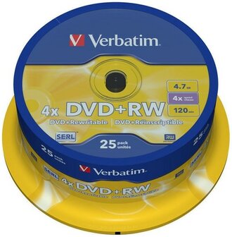 Verbatim DVD+RW 4.7 GB Matt Silver 25 stuks