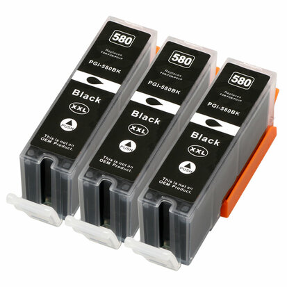 Canon inktcartridges PGI-580 XL BK set 3 stuks Compatible