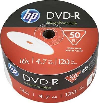 HP DVD-R 4.7 GB inkjet printable 50 Stuks