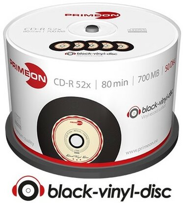 Primeon CD-R 700 MB Black Vinyl 50 stuks 