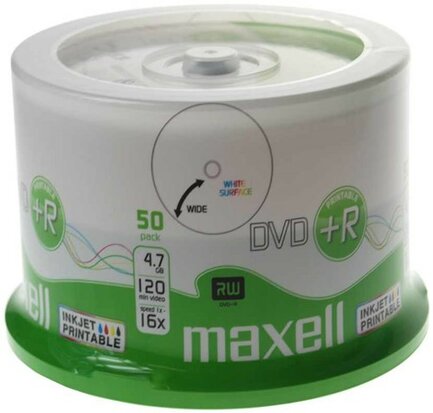 Maxell DVD+R 4.7 GB Inkjet Printable 50 stuks