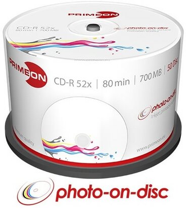 Primeon CD-R 700 MB Inkjet Printable 50 Stuks