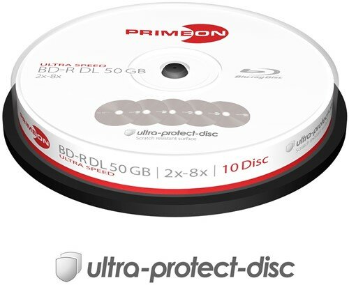 Primeon BD-R DL 50 GB 8x Speed Cakebox 10 Stuks