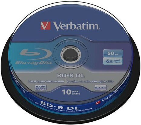 Verbatim BD-R DL 50 GB 6x speed in cakebox 10 stuks 