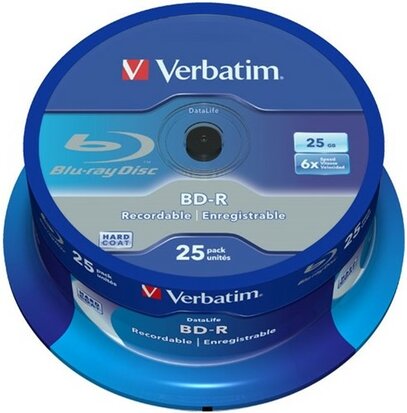 Verbatim BD-R 25 GB 6x speed in cakebox 25 stuks