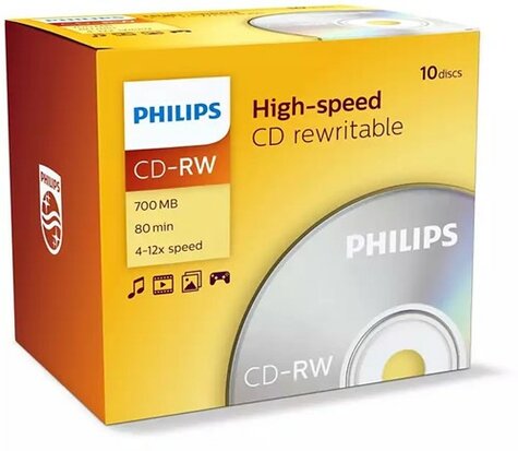 Philips CD-RW 700 MB jewel case 10 Stuks