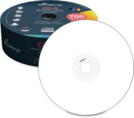 MediaRange CD-R 700 MB Inkjet Printable 25 stuks