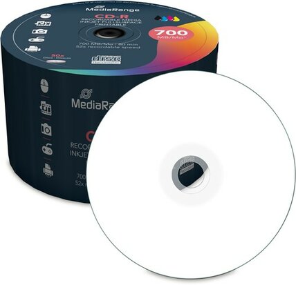 MediaRange CD-R 700 MB Inkjet Printable 50 stuks 