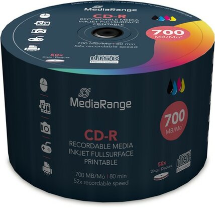 MediaRange CD-R 700 MB Inkjet Printable 50 stuks 