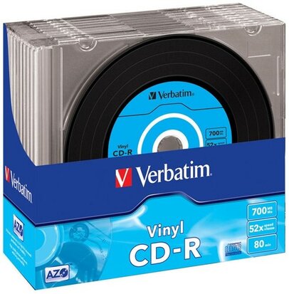 Verbatim CD-R 700 MB Black Vinyl in slim case 10 Stuks