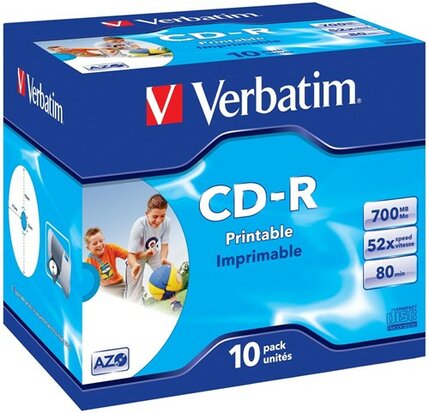 Verbatim CD-R 700 MB AZO Inkjet Printable in jewel case 10 Stuks