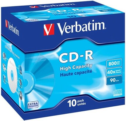 Verbatim CD-R 800 MB Extra Protection  in jewel case 10 Stuks