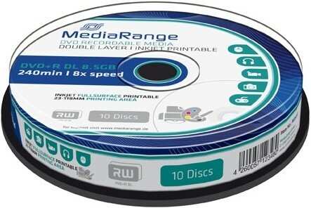 MediaRange DVD+R DL 8.5 GB Inkjet Printable 10 stuks 