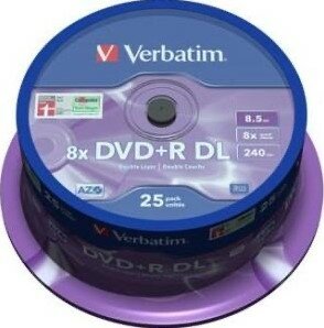 Verbatim DVD+R DL 8.5 GB Matt Silver 25 stuks