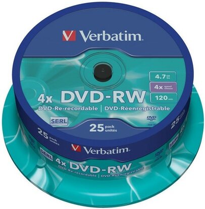 Verbatim DVD-RW 4.7 GB Matt Silver 25 stuk