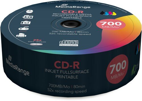 MediaRange CD-R 700 MB Inkjet Printable 25 stuks